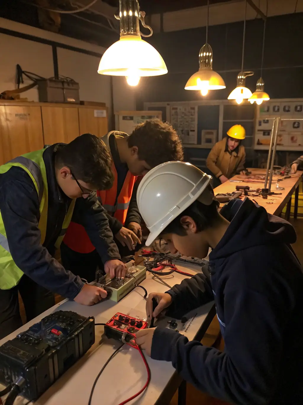 A group of students participating in a vocational training session at Purple Campus, focusing on hands-on skills and collaborative learning.